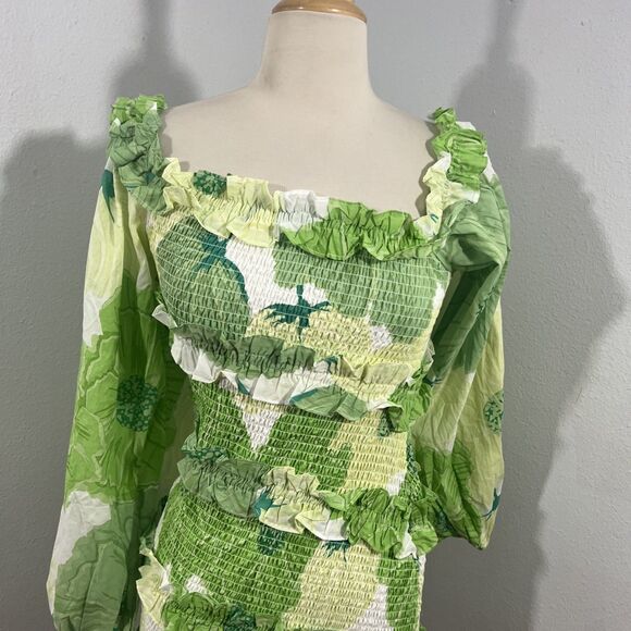 Sabo Mini Dress Women Berlyn Shirred Ruffle Party Vacation 90s Y2K - Picture 2 of 12